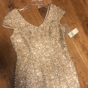 Gold sequin sleeveless dress